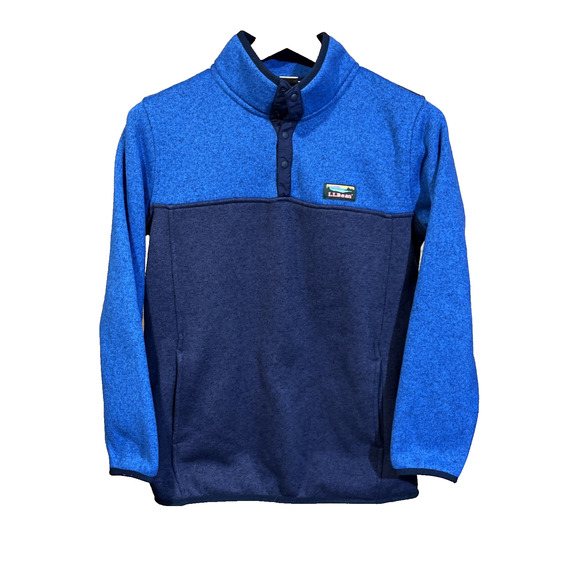 L.L. Bean 1/4 Snap Sweater Fleece Pullover Youth Size XL 18 Blue Outdoors Nature - Picture 1 of 12